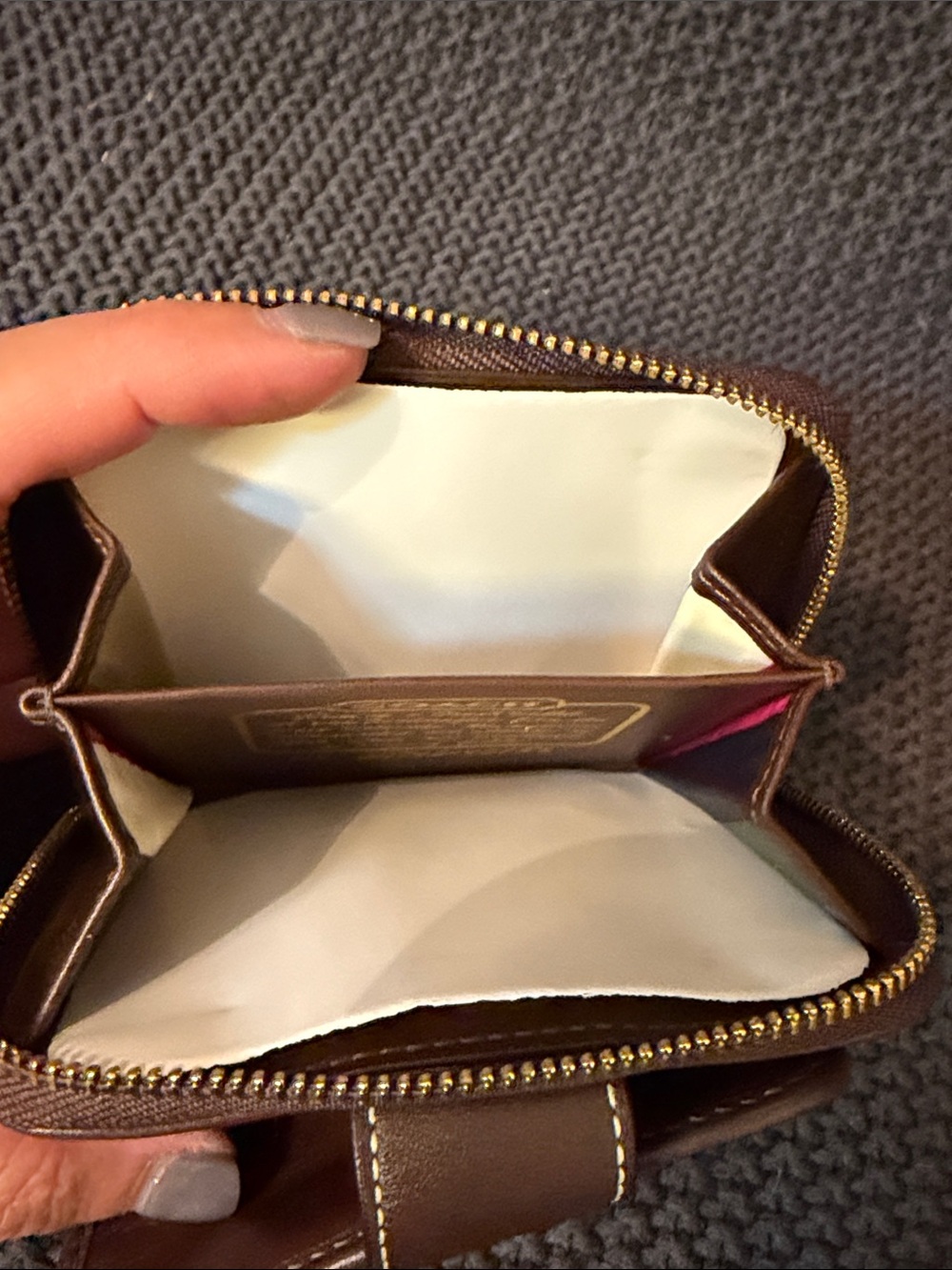 Coach Tan and Brown Signature Canvas Snap Zip Wallet - Picture 4 of 6